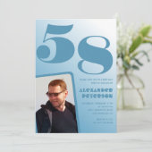 ブルーメン写真グラデーション58歳の誕生日招待状 招待状 (スタンド正面)