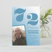 ブルーメン写真グラデーション72歳の誕生日招待状 招待状 (スタンド正面)