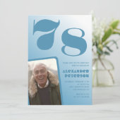 ブルーメン写真グラデーション78歳の誕生日招待状 招待状 (スタンド正面)