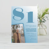 ブルーメン写真グラデーション81歳の誕生日招待状 招待状 (スタンド正面)