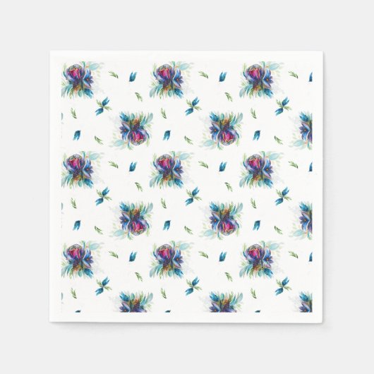 ブルーメージ牡丹シグネチャーフローラ スタンダードカクテルナプキン (正面)