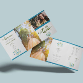 ブルーメ伝統的キシコフローラ写真キンセアニェラ 三つ折り招待状