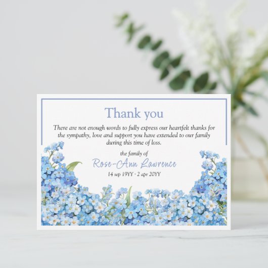 ブルーメ忘れノートフローラフレーム葬儀 サンキューカード (スタンド正面)
