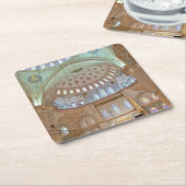 ブルーモカラフルスクのインテリアドーム天井 スクエアペーパーコースター (アングル)