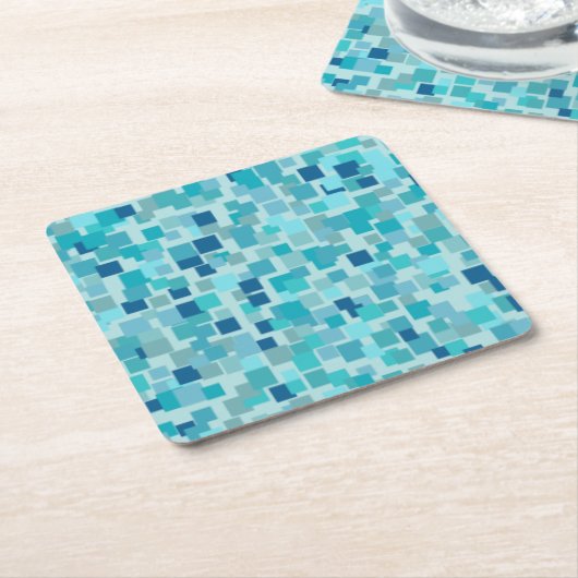 ブルーモザイクコースター スクエアペーパーコースター (アングル)