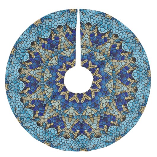 ブルーモザイクホリデークリスマススカート ブラッシュドポリエステルツリースカート (正面)