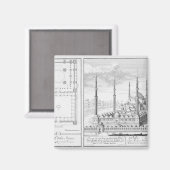 ブルーモスク(1609-16)の計画とビュー、構築 マグネット (正面/裏面)