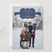 ブルーモダンとシンプルクリスマスフォトカード シーズンカード (正面)