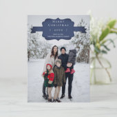 ブルーモダンとシンプルクリスマスフォトカード シーズンカード (スタンド正面)