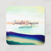 ブルーモダンとトルコイズ抽象芸術タイポグラフィ スクエア名刺 (正面)