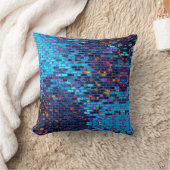 ブルーモダンとピンクのレンガデザイン装飾用クッション クッション (ブランケット)