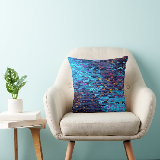 ブルーモダンとピンクのレンガデザイン装飾用クッション クッション (椅子)