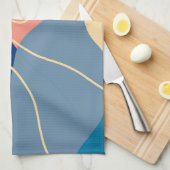 ブルーモダンとピンクの芸術的ディッシュタオル キッチンタオル (四つ折り)