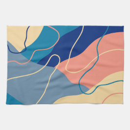 ブルーモダンとピンクの芸術的ディッシュタオル キッチンタオル