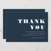 ブルーモダンとミニマ結婚リスト サンキューカード (正面/裏面)