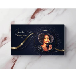 ブルーモダンと金ゴールドのロゴ専門QRコード 名刺