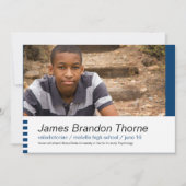 ブルーモダンのブロック2写真卒業招待状 招待状 (正面)