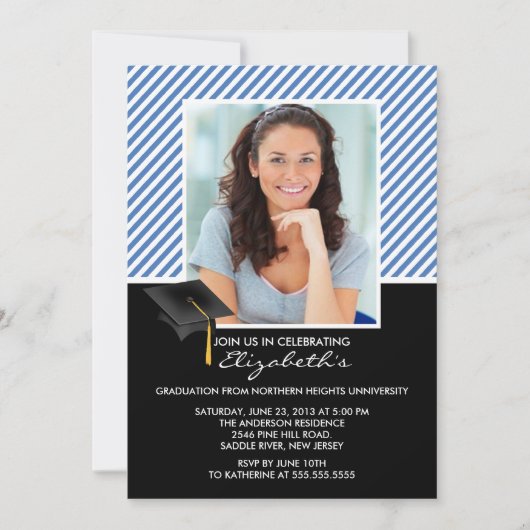 ブルーモダンの卒業パーティー発表 招待状 (正面)