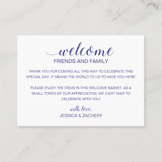 ブルーモダンの結婚歓迎抱き枕バスケット プレイスカード (正面)