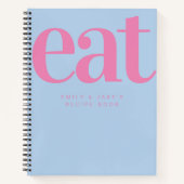 ブルーモダンはっきりしたカップル婚約ギフトレシピ ノートブック (正面)