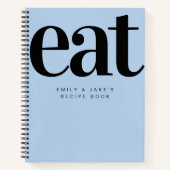 ブルーモダンはっきりしたカップル婚約ギフトレシピ ノートブック (正面)