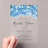 ブルーモダンアジサイフローラブライダルシャワー アクリル招待状 (インサイチュ (ポータブル))