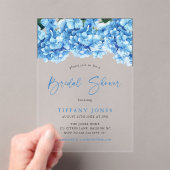 ブルーモダンアジサイフローラブライダルシャワー アクリル招待状 (インサイチュ (ポータブル))