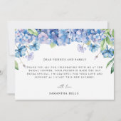 ブルーモダンアジサイフローラブライダルシャワー サンキューカード (裏面)