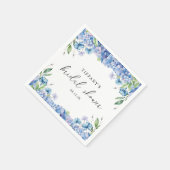 ブルーモダンアジサイフローラブライダルシャワー スタンダードカクテルナプキン (角)