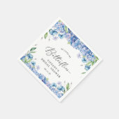 ブルーモダンアジサイフローラブライダルシャワー スタンダードカクテルナプキン (角)