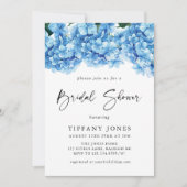 ブルーモダンアジサイフローラブライダルシャワー 招待状 (正面)