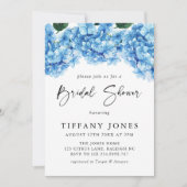ブルーモダンアジサイフローラブライダルシャワー 招待状 (正面)