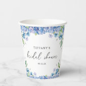 ブルーモダンアジサイフローラブライダルシャワー 紙コップ (正面)