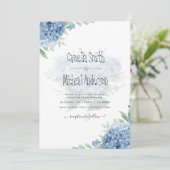 ブルーモダンアジサイフローラ結婚式招待状 招待状 (スタンド正面)