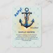 ブルーモダンアホイ！いかり航海のベビシャワー エンクロージャーカード (正面)
