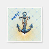 ブルーモダンアホイ！いかり航海のベビシャワー スタンダードカクテルナプキン (正面)