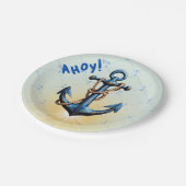 ブルーモダンアホイ！いかり航海のベビシャワー ペーパープレート (アングル)