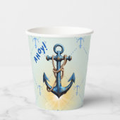 ブルーモダンアホイ！いかり航海のベビシャワー 紙コップ (正面)