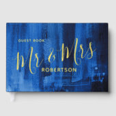 ブルーモダンアートのカスタムウェディング ゲストブック (正面)