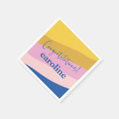 ブルーモダンイエローカスタム卒業生 スタンダードカクテルナプキン (角)