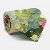 ブルーモダンイエローコーラルアジサイバラフローラ ネクタイ (ロール)