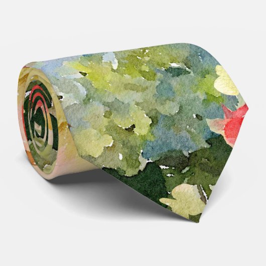 ブルーモダンイエローコーラルアジサイバラフローラ ネクタイ (ロール)