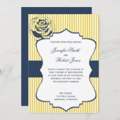 ブルーモダンイエローストライプ結婚式招待状 招待状 (正面/裏面)