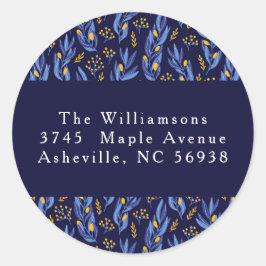 ブルーモダンイエローハヌカーフローラ差出人住所 ラウンドシール