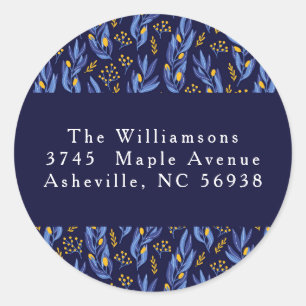 ブルーモダンイエローハヌカーフローラ差出人住所 ラウンドシール