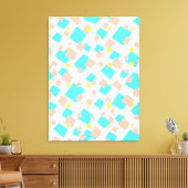 ブルーモダンイエローブラウンスクエア抽象芸術アート キャンバスプリント (インサイチュ (リビング))