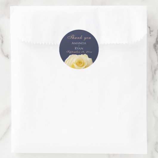 ブルーモダンイエローローズフローラ結婚ズ・サンキュー ラウンドシール (バッグ)