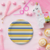 ブルーモダンイエロー金ゴールドクリーストライプムHanukkah ペーパープレート (パーティー)