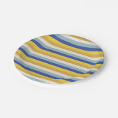 ブルーモダンイエロー金ゴールドクリーストライプムHanukkah ペーパープレート (アングル)