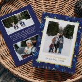 ブルーモダンイエロー（ユダヤ教）メノラースター3枚の写真ハヌカー 箔シーズンカード